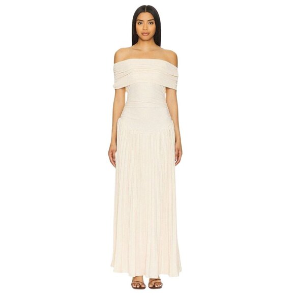 LIONESS Field Of Dreams Dress in Oatmeal Medium New Womens Maxi Gown - Picture 1 of 17